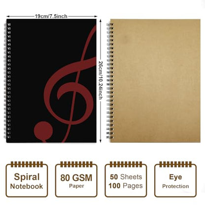 MAXCURY Blank Sheet Music Composition Manuscript Staff Paper Art Music Notebook Black 100 Pages 26x19cm (Black/Fuchsia) - color: Black/Fuchsia