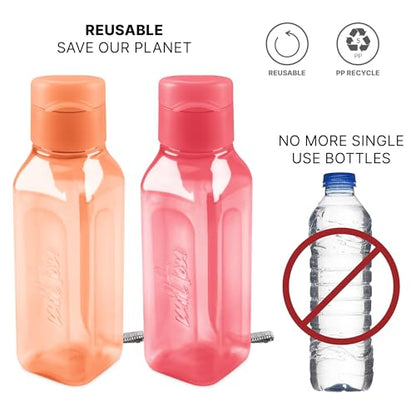 MILTON Travel Water Bottle – 1Pcs Reusable Sports Bottle with Easy Open Close Lid and Leakproof Neck – Food Grade Plastic Water Bottles for Adults and Kids, School, Gym - color: Pink