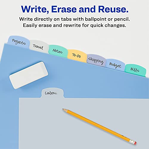 Avery® Durable Write-On Plastic Dividers with Erasable Tabs,11" x 8 1/2", Multicolor, 8 Tabs - style: 1 Set