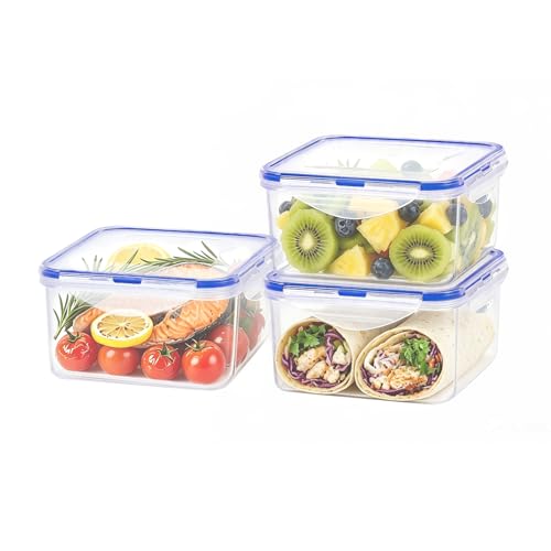 KIGI 42 oz Square Food Storage Containers, Leak-proof &Airtight, 4-Sided Locking Lid, Ideal for Lunch, Meal Prep, Leftover & Salad, BPA-Free Plastic, 5.2 cup, 6 Piece Set - size: 5.2 cup (6-Piece)