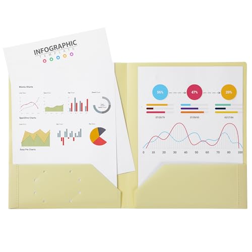 Mr. Pen- Plastic Folders with Pockets, 5 pcs | Aesthetic File Folder with Business Card Slot, 2-Pocket Folder, Back to School, Office, Filing Supplies - color: Creamy Serenity, size: 5 Pack