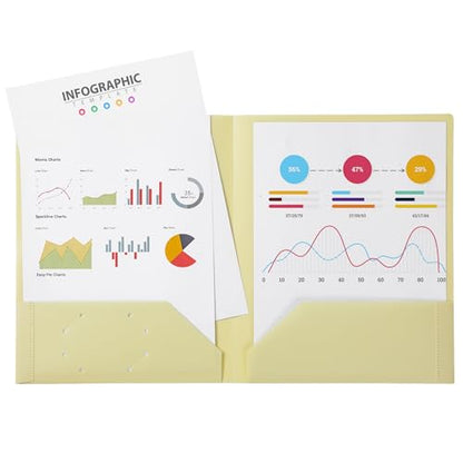 Mr. Pen- Plastic Folders with Pockets, 5 pcs | Aesthetic File Folder with Business Card Slot, 2-Pocket Folder, Back to School, Office, Filing Supplies - color: Creamy Serenity, size: 5 Pack