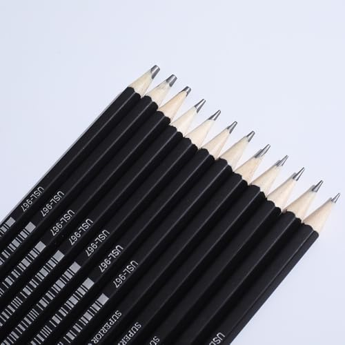 YYMIYU 12pcs Sketch Pencil Set 8B, 7B, 6B, 5B, 4B, 3B, 2B, B, HB, F, H, 2H, Ideal For Drawing Art, Sketching, Shading, Artist Pencils For Beginners & Pro Art - style: 12 Drawing Pencils Set