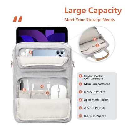 13.3-14 Inch Laptop Sleeve Bag, Laptop Bag for 14'' MacBook Pro M4 2024,14'' MacBook Pro M3&M2&M1 2023/2021, 13.6/13'' New MacBook Air M3/M2 2024/2022,Tab S8 Ultra 14.6",with Shoulder Strap(Silver) - color: Silver, size: 13.3-14 Inch