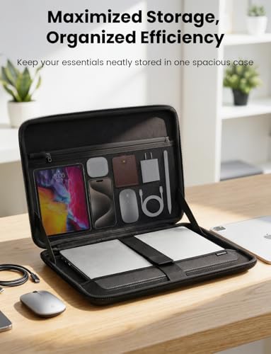 DOMISO Laptop Hard Case 17-17.3 inch Waterproof Shockproof Hard Shell Laptop Sleeve with Handle & Storage Pocket, Compatible with MacBook, HP, Dell, Black - color: Black, size: 17.3 inch
