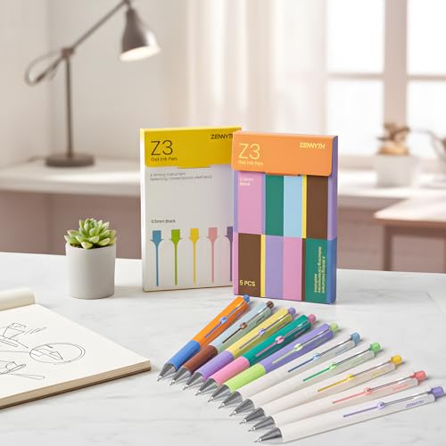 YOXMJDB Gel Pens, 10 Pcs 0.5mm Black Ink Fine Point Pens Quick-Drying Retractable Pens with Diamond-Shaped Barrel, Smooth Writing Pens for Journaling & Note Taking (10 Pcs Z3 Color-Block and Z3 White) - color: 10 Pcs Z3 Color-Block and Z3 White