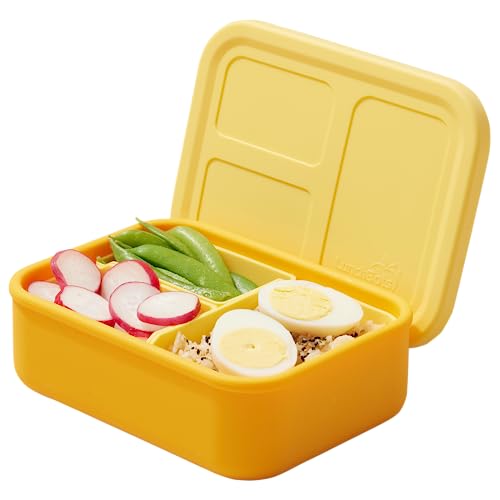 LunchBots Build -a- Bento Lunch Box, Silicone Bento Box for Kids, Multi-Compartment Lunch Container, Oven & Dishwasher Safe, BPA Free, 28 oz - Yellow - color: Solid Yellow