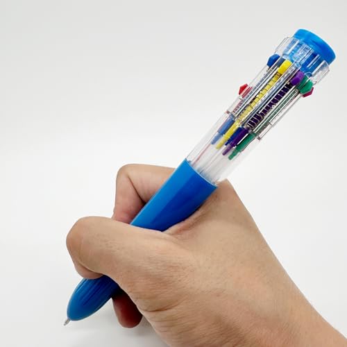 HeTaoCat 3-Pack 10-in-1 Retractable Ballpoint Pen, 0.5mm (Blue) - color: Blue