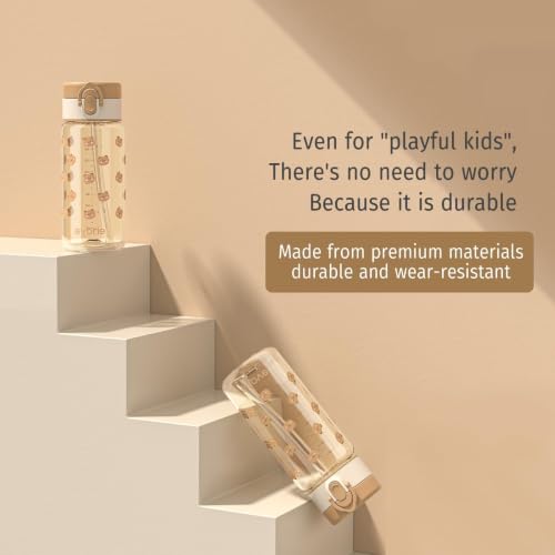 Evorie Tritan Kids Water Bottle with Straw, 13oz BPA-Free Leak-Proof Drinking Bottle for School & Travel, Lightweight Clear Water Bottle, Dishwasher Safe, for Kids Ages 3+ (Honey Bear) - color: Honey Bear