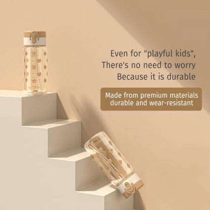 Evorie Tritan Kids Water Bottle with Straw, 13oz BPA-Free Leak-Proof Drinking Bottle for School & Travel, Lightweight Clear Water Bottle, Dishwasher Safe, for Kids Ages 3+ (Honey Bear) - color: Honey Bear