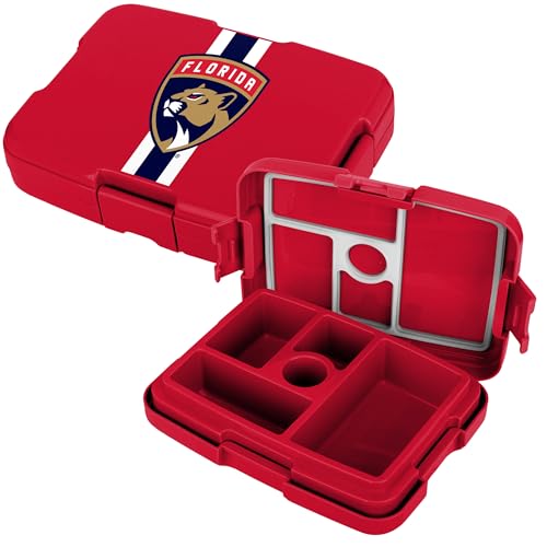 FOCO NHL Unisex-Adult Officially Licensed Team Color Stripe Primary Logo Hockey Leak Proof 5 Compartment Bento Lunch Box - Florida Panthers - color: Florida Panthers