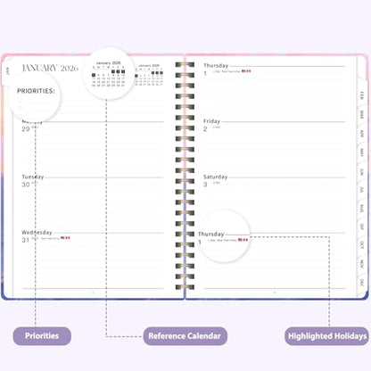 2026 Planner, Weekly and Monthly Calendar Planner Agenda, Jan 2026 - Dec 2026, Planning Academic Book, Office Desk Accessories and School Supplies - A5 (6.3'' x 8.5'') - color: D-Ocean Sunset
