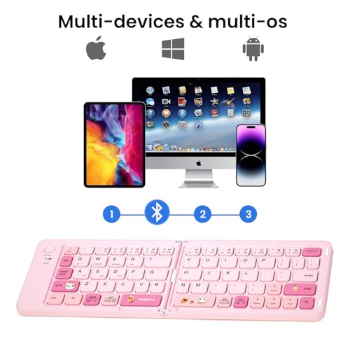Foldable Compact Keyboard, Portable Bluetooth Keyboard with, Pocket-Sized Wireless Travel Keyboard, for iPad, iPhone, Smartphone, Tablet and Laptop