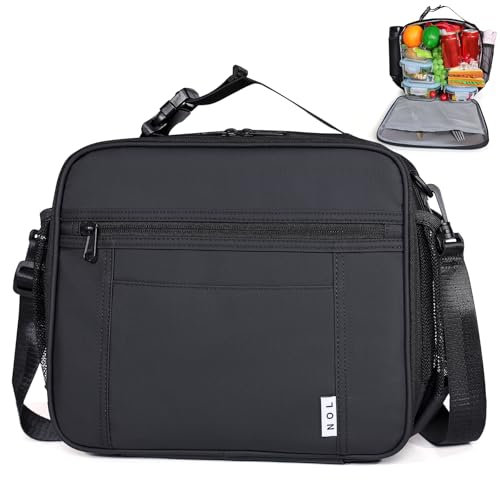 Lightweight Insulated Lunch Bag, Reusable Lunch Box 7L Cooler with Adjustable Shoulder Strap, Waterproof Zipper Lunch Bag for School & Work, Suitable for Men, Women and Kids - color: Black, size: Horizontal (7 Liters)