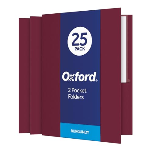 Oxford Two Pocket Folders, Textured Paper, Burgundy, For School, Home, and Office, Letter Size, 25 Per Box (57557) - color: Burgundy, size: 25 Count (Pack of 1)