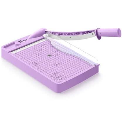 Firbon 12" Guillotine Paper Cutter, Heavy Duty 12-Sheet Capacity Trimmer for Cardstock, Photos, Scrapbooking, Office, Classroom, Studio (Purple) - color: Purple