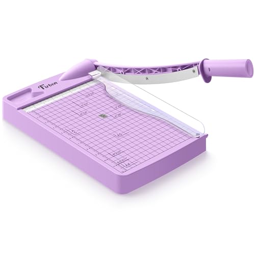 Firbon 12" Guillotine Paper Cutter, Heavy Duty 12-Sheet Capacity Trimmer for Cardstock, Photos, Scrapbooking, Office, Classroom, Studio (Purple) - color: Purple