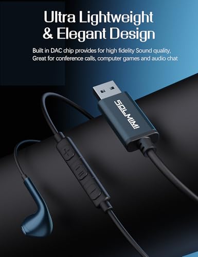 USB Earbuds with Microphone for PC Laptop, 2M/6.5ft USB-A Headset Headphone with Microphone for PC Computer Laptop PS4 PS5 Notebook Desktop Office Home with Volume Control& Mute