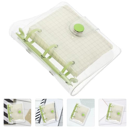 GRIRIW Mini 3-ring Loose-leaf Binder Notebook, Green Clip Decorative Mini Scrapbook Notepad for School, Office, and Personal Notes