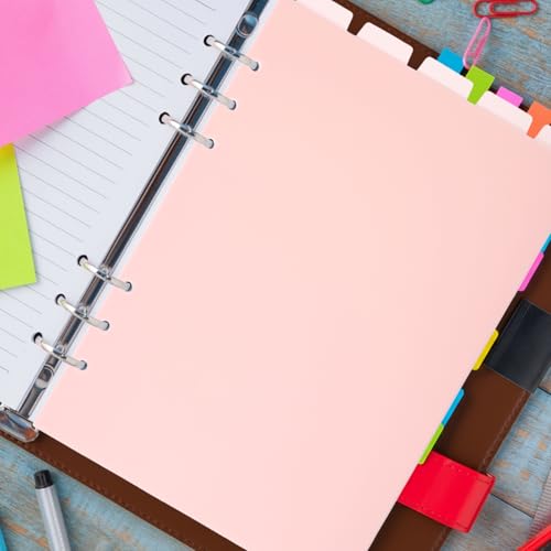 10 Sheets A5 Binder Dividers, Pink Binder Dividers with Tabs 6 Ring Insertable Plastic Index Divider Sheets for Planner Notebook Loose Leaf Binders