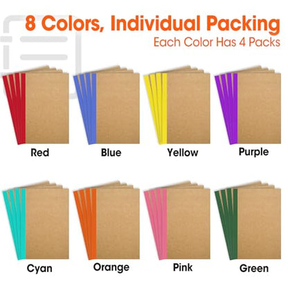 32 Pack Composition Notebooks Bulk, A5 Kraft Cover Lined Journaling Notebooks, 8.3”x 5.5” Travel Notebook for School Office Students Artists, 8 Colors 60 Pages