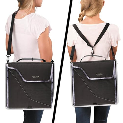Five Star Zipper Binder, 3 Inch 3-Ring Binder, Expandable Plus Removable Padded Device Case and Expanding File, 700 Sheet Capacity, Includes Multi-Use Strap, Black/Gray (29296IT8) (Pack of 2) - color: Black/Gray, size: 3 Inch (Pack of 2)