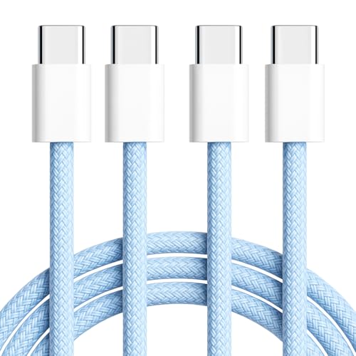 【2-Pack 3.3FT】 USB C to USB C Braided Fast Charging Cable, 60W PD Type-C Power Cord for iPhone 17/16/15 Pro Max, MacBook Air, iPad Pro, Samsung Galaxy, Pixel, Android Auto, CarPlay, Blue - style: Type C 3.3FT (Blue)