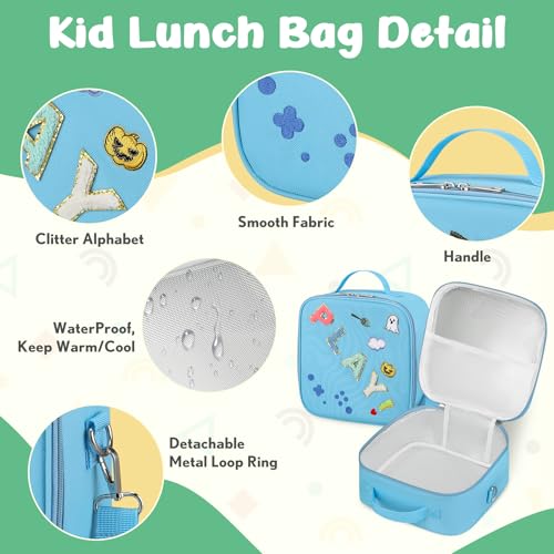 Kids Bento Box - 4 Compartment, Leak-Proof, with Soup Thermo | 9oz Soup Thermo Included, Insulated Lunch Bag, For Boys & Girls, School & Travel - color: Play-Blue
