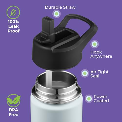 SIPX™ 12 oz Insulated Water Bottle with Straw Lid – Leakproof Stainless Steel, BPA-Free, Easy to Carry – Perfect for School, Camp, Sports & Travel –Blue - color: Blue