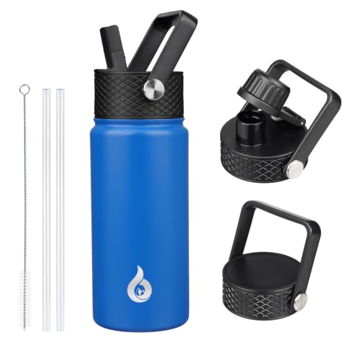 BJPKPK 18oz Insulated Water Bottle with Straw Lid, Stainless Steel Bottle | 3 Lids Included, Keep Cold & Hot, BPA-Free Leakproof Vacuum Bottle, Metal Water Bottle for office, Gym, Travel & Outdoor - color: Sapphire, size: 18 Ounces