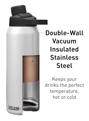 CamelBak Chute Mag Vacuum Insulated Stainless Steel Water Bottle, Magnetic Leak‑Resistant Cap for Everyday Hydration - color: White, size: 20 Ounces