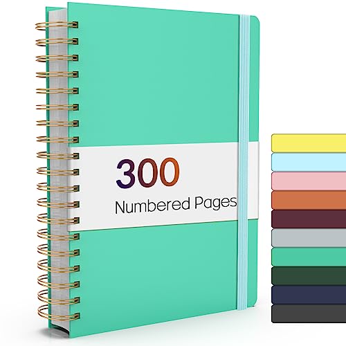 Forvencer A4 Lined Spiral Journal Notebook with 300 Numbered Pages 8.5×11" | Thick Journals for Writing with 100GSM Paper, Hardcover Notebooks with Contents for Work, School, Green - color: Green, size: A4