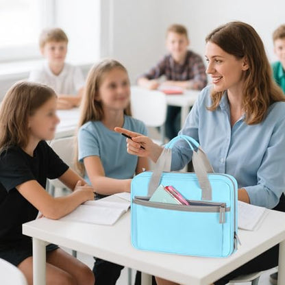 YARWO 2026 Upgraded Zipper Binder with 3 Pencil Pouches, 3 Ring Binder Bag | Small File Organizer, Multi Pockets, Padded Sleeve Fits 13” iPad, ID window, 1.2" O Ring, for School, Office, Work, Blue - color: Blue