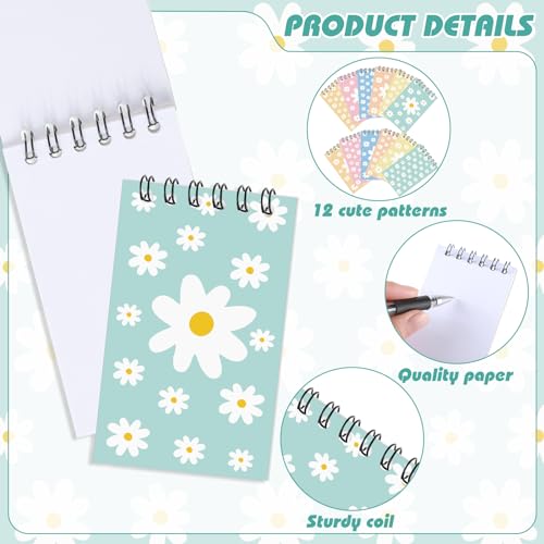 Zhanmai 36 Pcs Mini Spiral Notepads Daisy Pocket Notebooks for Kids Colorful Daisy Floral Notebook Small Journal for Women Girls Gift Office School Travel Supplies - style: Daisy