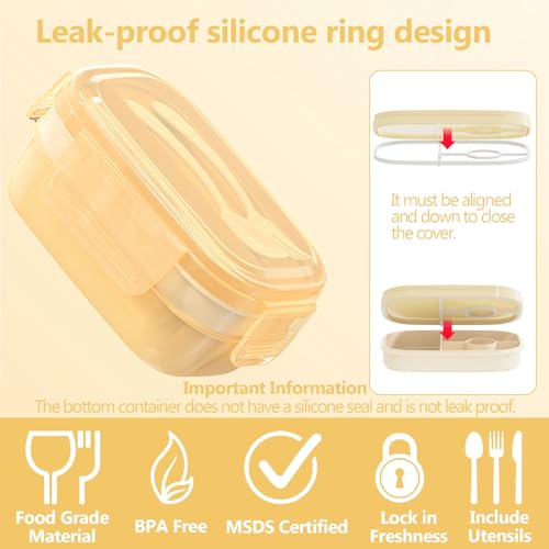 JBGOYON Leakproof Bento Box & Insulated Lunch Bag Set, 4-Piece, Khaki | 6-hour thermal retention, includes nested knife fork spoon, 2 reusable snack pouches, designed for adults and kids - color: Khaki