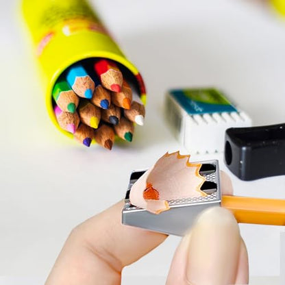 8 Pcs Metal Handheld Manual Pencil Sharpeners with Double Holes, Manual Pencil Sharpener with Double Holes，Sharp Steel Blades for Colored Pencils & Crayons, Non-Slip Gri