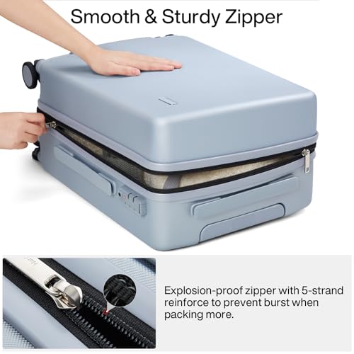 Hanke Hard Shell Luggage Sets 3 Pieces, Carry On and Checked Luggage Sets with Spinner Wheels, Durable PC Hardside Rolling Suitcase for Travel (20/24/28 Inch, Grey) - color: Grey, size: 20+24+28 Inch
