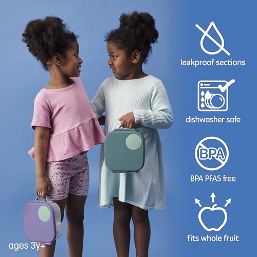 b.box Lunch Box Kids 2-pack, Mini Lunch Box + Snack Containers for Kids | 4.25 + 1.75 Cup Bento Box for Kids, Snack Box, Lunch Containers, Leak Proof, Dishwasher Safe, BPA Free, PFAS Free, Ages 4m+ - color: Emerald Forest