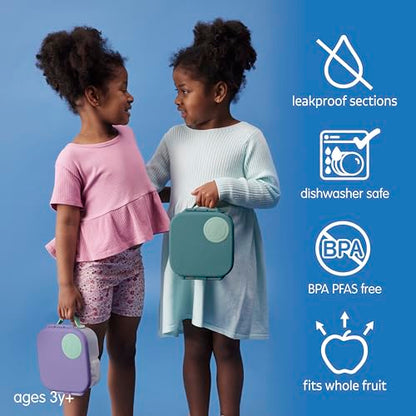 b.box Lunch Box Kids 2-pack, Mini Lunch Box + Snack Containers for Kids | 4.25 + 1.75 Cup Bento Box for Kids, Snack Box, Lunch Containers, Leak Proof, Dishwasher Safe, BPA Free, PFAS Free, Ages 4m+ - color: Emerald Forest