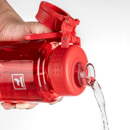 Fanhaw 32 oz Clear BPA-Free Tritan Water Bottle with Fast-Flow Spout Lid, BPA-Free & Leak-Proof Wide-Mouth Reusable Bottle for Gym, School & Office, Back to School Essentials (Red) - color: Red, style: 32 Ounces