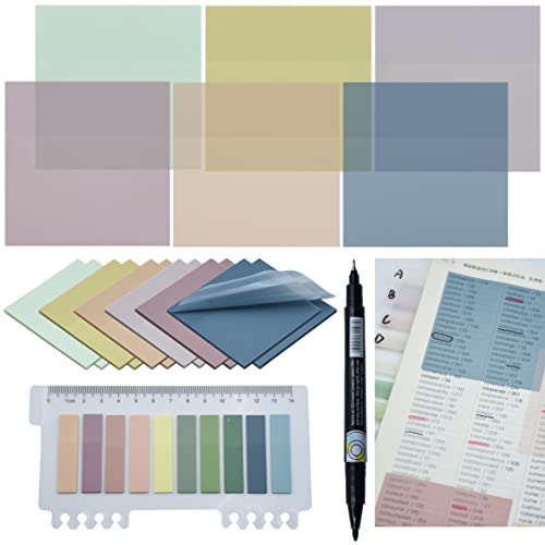 YOUDEFUL 800Pcs Transparent Sticky Notes, 3"x3" Clear Sticky Notes, Waterproof Translucent Sticky Note Pads for Books Annotation, Clear Post it Notes for Bible Study, School, Office（Morandi） - size: Square Morandi