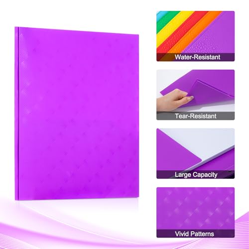 ViVin Plastic Folders with Pockets and Prongs,6 Pack,Heavy Duty 2-Pocket File Folder with 3 Fasteners,Fits Letter Size Paper,for School Home and Office(Bright Purple) - color: Bright Purple, size: 6 PACK
