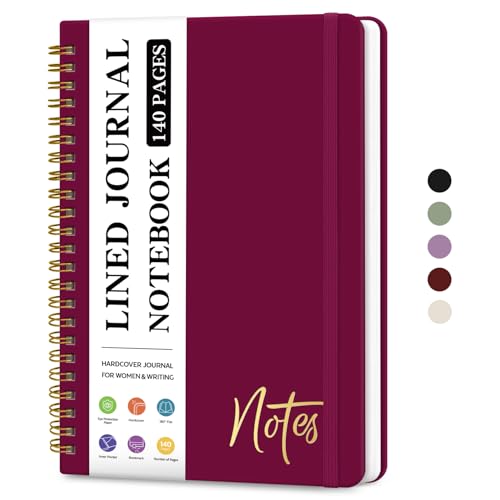 ZOTIA Lined Spiral Journal Notebook for Women, A5 College Ruled Journals for Writing, Hardcover Notebooks for Work, Note taking and Office School Supplies,140 Pages - Crabberry Red - color: G-Crabberry Red