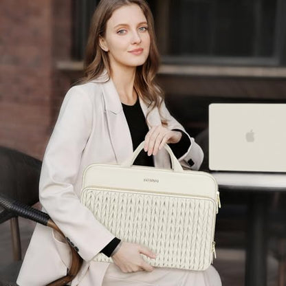 MOSISO Laptop Case 14 inch, 14 inch Laptop Sleeve Compatible with HP Lenovo Dell ASUS Acer, HP Stream, Dell Latitude, Lenovo IdeaPad, Wheat Ear Quilted Carrying Bag with Handle&Pocket, Sand - color: Sand, size: 14 inch