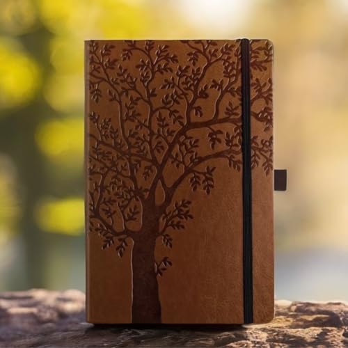 RICCO BELLO Lined Journal Notebook, Art Tree, Faux Leather Hardcover | With Pen Holder, College Ruled, 96 Sheets / 192 Pages, 5.7 x 8.4 Inches, For Work & Notes - color: ArtTree1
