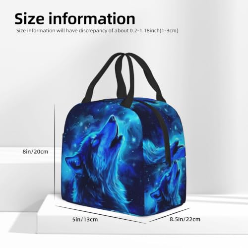 Blue Galaxy Wolf Lunch Box Insulated Meal Bag Lunch Bag Reusable Snack Bag Food Container For Boys Girls Men Women School Work Travel Picnic - color: blue galaxy wolf