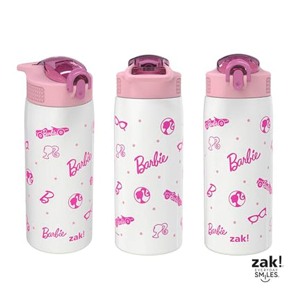 Zak Designs Barbie Porter Water Bottle for Travel and At Home, 19 oz Vacuum Insulated Stainless Steel with Locking Spout Cover, Built-In Carrying Loop, Leak-Proof Design (Barbie) - color: Barbie