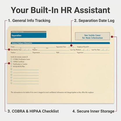 ComplyRight Separation Folder, Pack of 25 | 9-1/2" x 11-3/4", Document Filing Folder for Businesses, HR Employee Management Documentation Office Supplies - style: Separation