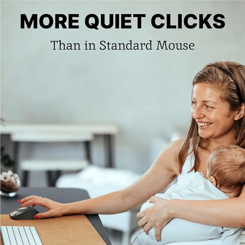 Silent Mouse Wireless - 노트북, 크롬북 및 PC용 조용한 무선 USB 마우스 - color: 블랙 및 레드