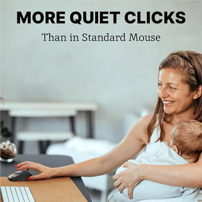 Silent Mouse Wireless - 노트북, 크롬북 및 PC용 조용한 무선 USB 마우스 - color: 블랙 및 레드